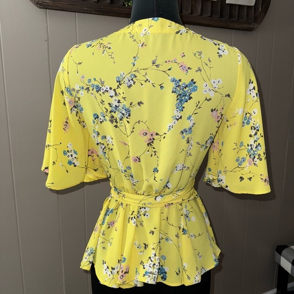 LOFT • Floral True Wrap Flutter Sleeve Blouse - Picture 2 of 8
